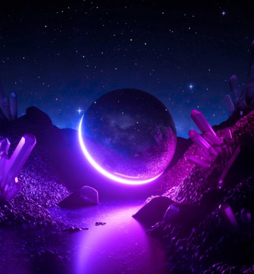3d,Render,,Abstract,Neon,Background,,Cosmic,Landscape,,Mystical,Planet,,Pink